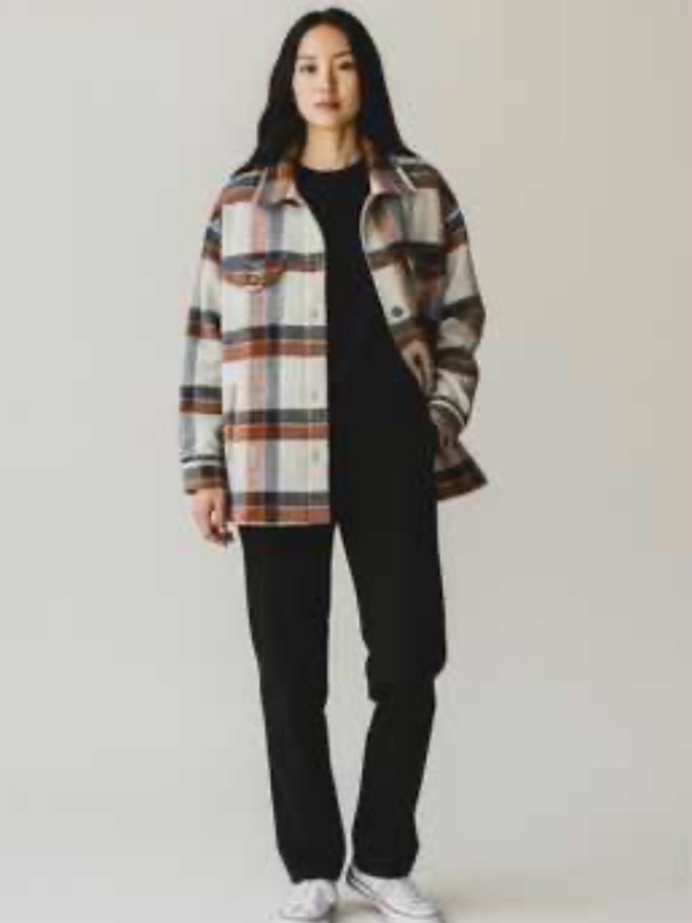 Joie Plaid Shacket in Cream, Brown & Rust